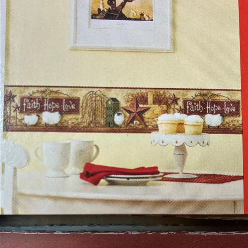 Better Homes And Gardens Rustic Star Wallpaper Border - Red and Brown